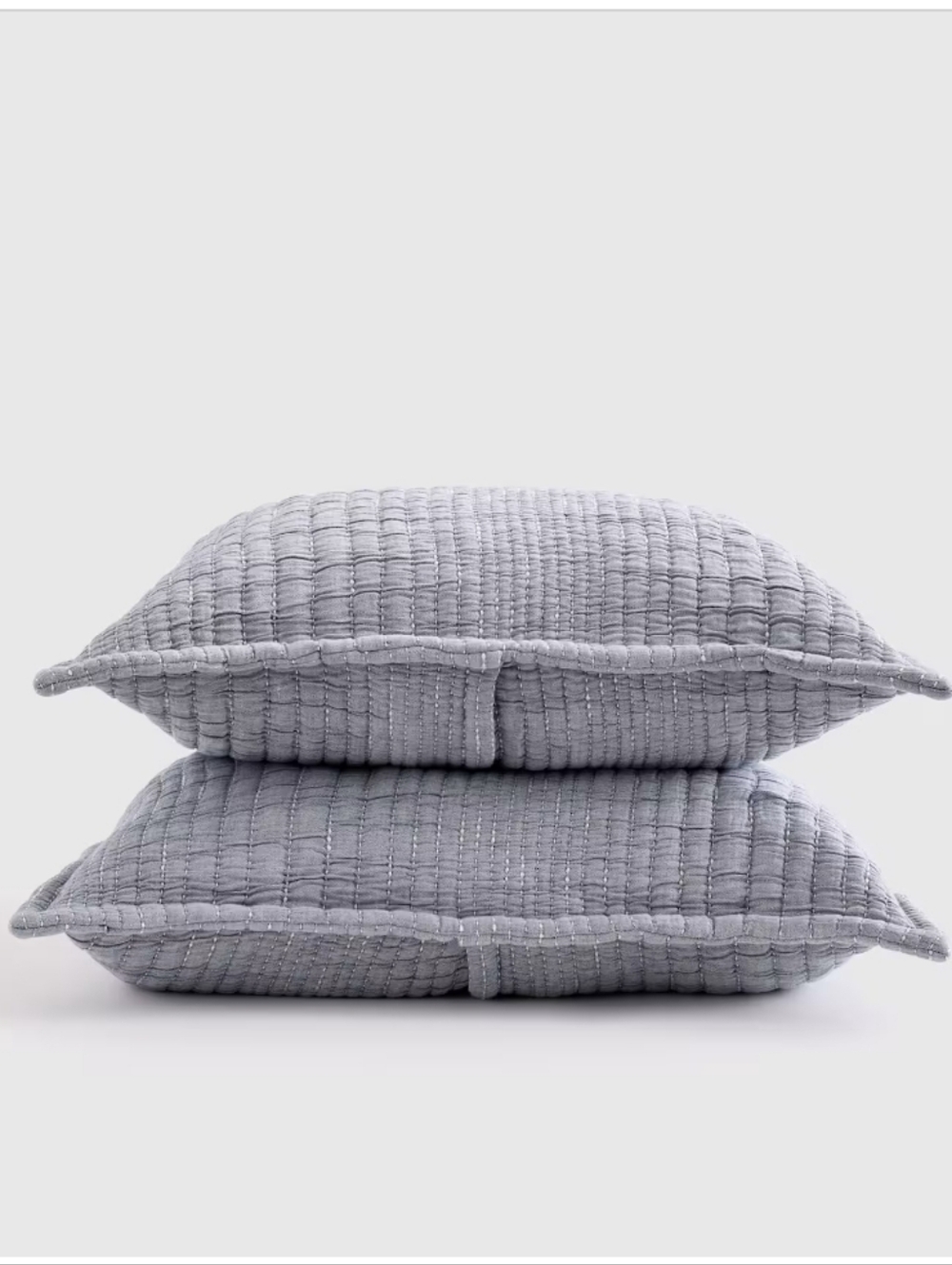 Quince Organic Cotton Channel Stitch Sham Set - 2 standard size - blue